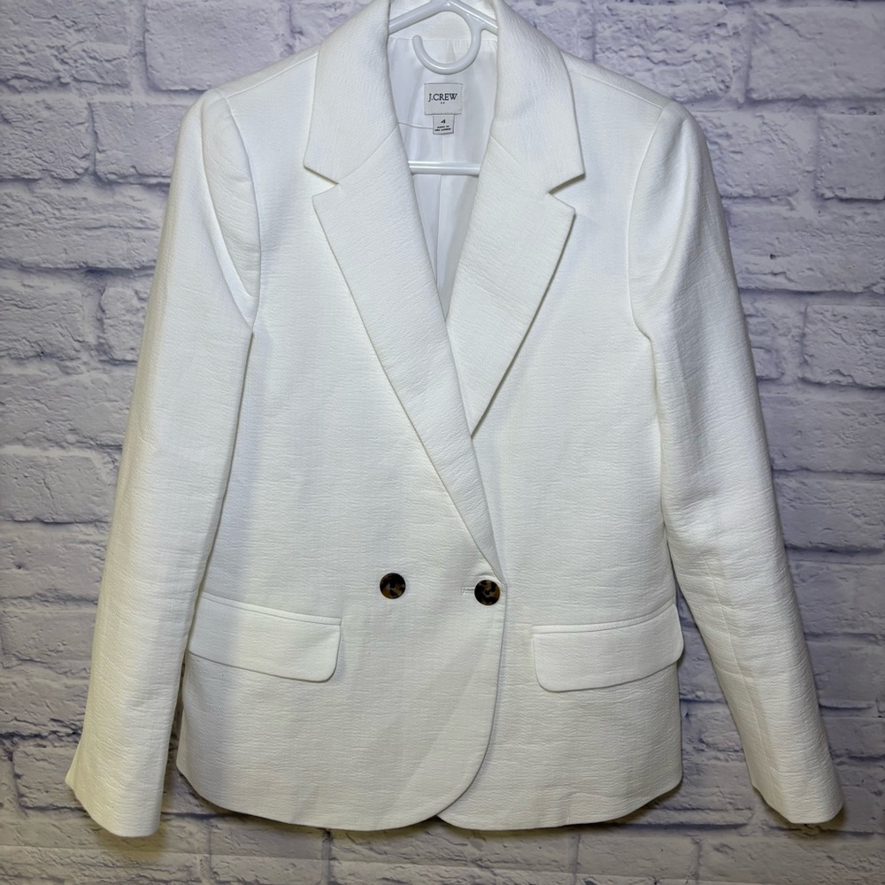 J. Crew 2024 Cotton Linen Blend Textured Blazer Women's Size 4 BY941 NWOT Flaw